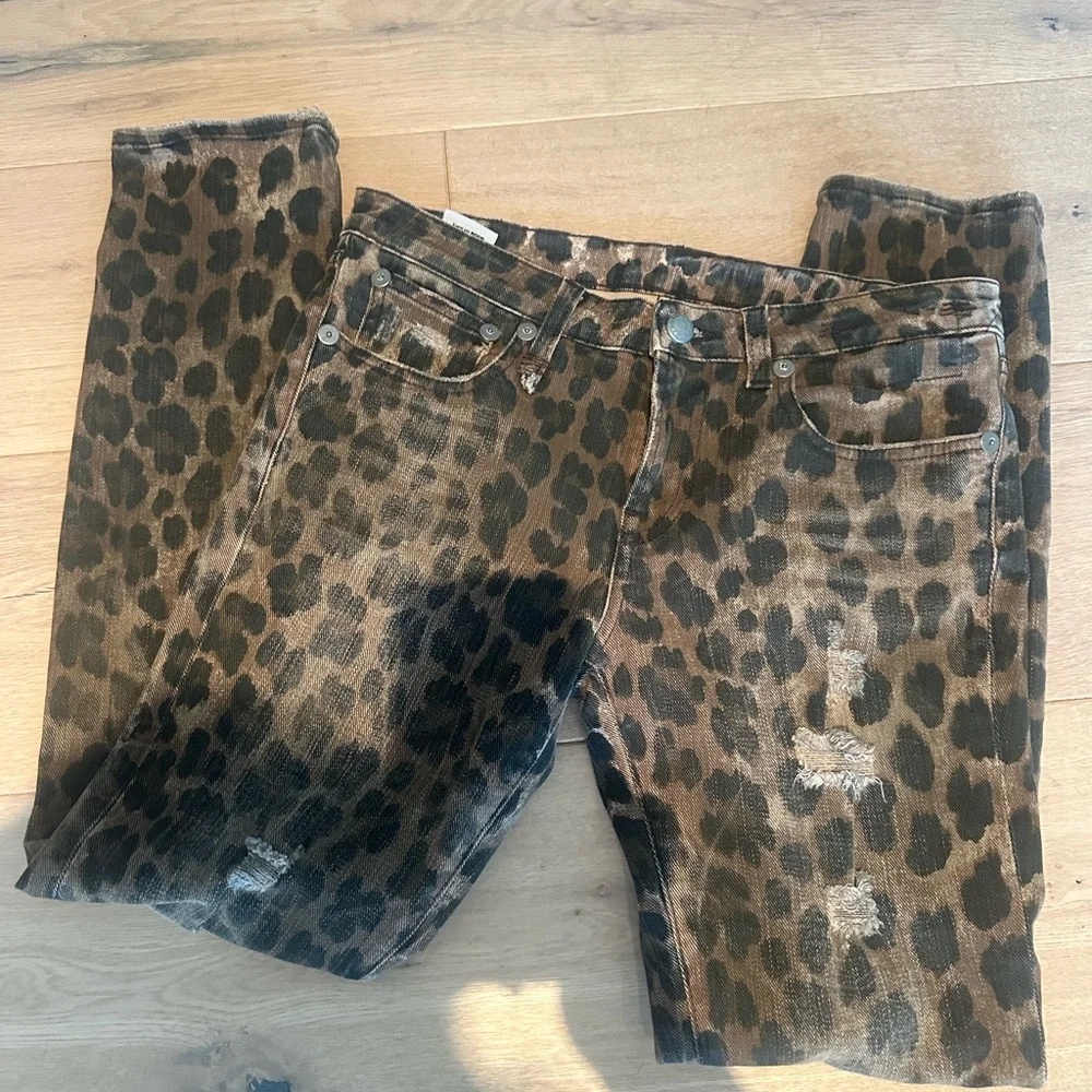 Leopard Print Women's R13 Edgy Rustic Jeans - Picture 1 of 10